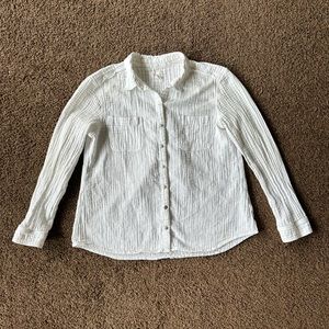 White Gauzy Button Down Shirt
